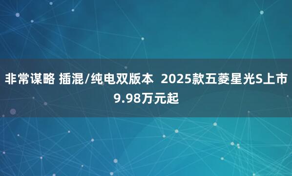 非常谋略 插混/纯电双版本  2025款五菱星光S上市9.98万元起